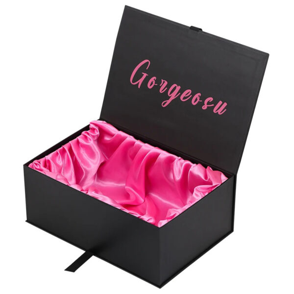Hair Packaging Wig Rigid Cardboard Box With Satin