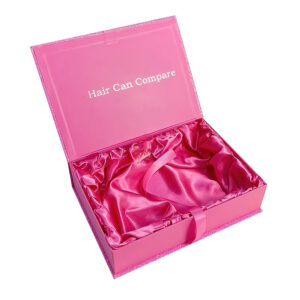Pink Satin Magnetic Closure Folding Box Wig Packaging Box