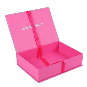 Pink Satin Magnetic Closure Folding Box Wig Packaging Box