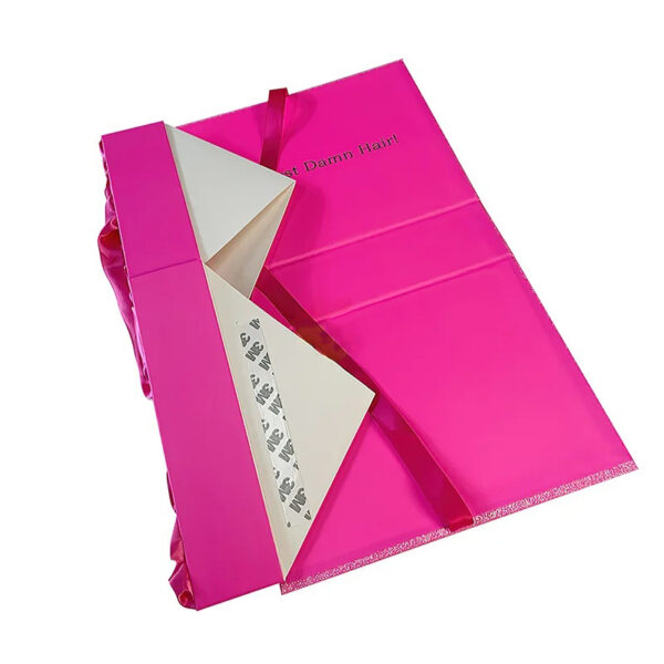 Pink Satin Magnetic Closure Folding Box Wig Packaging Box